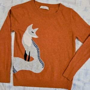 Ann Taylor Men's Vibrant Orange Sweater With Embroidered Fox Sz Small